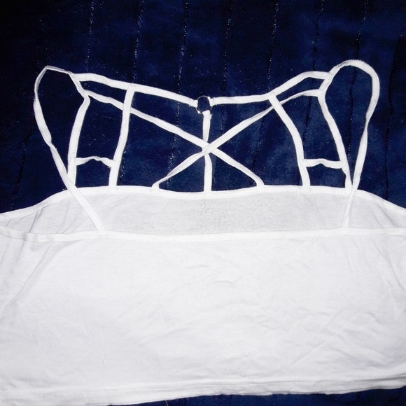 Plus Size Black or White Strappy Bralette Crop Top - Picture 8 of 8